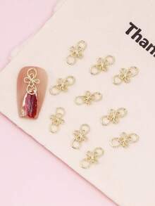 20pcs Bow Metal Nail Art Decorations, DIY Nail Accessories - Gold - View 2