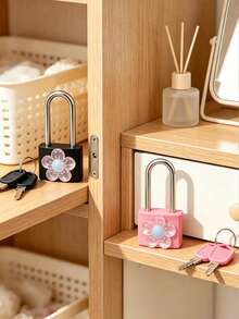 Floral Decorative Metal Padlock (Includes 2 Keys), Suitable For Travel, Business Trips, Daily Commute, School Or Office Use, Outdoor Camping - A - View 3