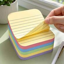 Large Lined Sticky Note Pad, 100 Sheets Per Book, Self-Adhesive Grid Inner Pages, Easy-Tear, Colorful Assorted Memo Sticky Notes For Office, School, Home, Bullet Journal, Planner, Desktop Organization (Random Color) - A - View 8