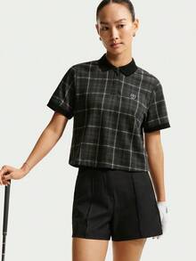 Nike Women's AS W NK DF FF Plaid Short Sleeve Knit Polo Shirt TIO0351-010 - Dark Grey - View 1