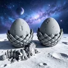 Cute Adorable 3D Printed Moon Dragon Egg Model Set Plastic Toy Ornament Desktop Decor Sculpture Holiday Gift - Multicolor - View 10