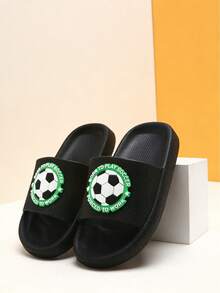 Children's Slippers, Big Kids Soft Sole Non-Slip Casual One-Strap Slides, Indoor Outdoor Bathroom Slippers, High Quality EVA - Black - View 1