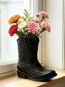Western Cowboy Boot Shaped Pencil Holder, Handmade Vintage Desktop Storage Organizer, Country Style Desktop Decor Container, Suitable For Home, Office, School, Cute Holiday Gift, Perfect For Western Theme Decor - Multicolor - View 5