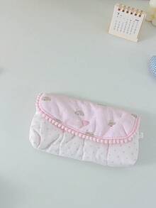 1 buah Tas Kosmetik Kartun Lucu Berbahan Quilted, Kapasitas Besar, Kantong Makeup dengan Dekorasi Pita Manis, Organizer Perlengkapan Mandi Portabel untuk Perjalanan & Penggunaan Sehari-hari, Kotak Pensil Feminin - MultiWarna - View 11