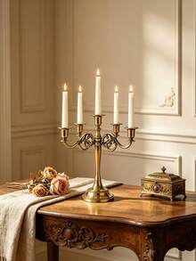 5‑Arm Gold Metal Candelabra Vintage Ornate Candle Holder No Candles Included Tabletop Centerpiece Decor For Dining Wedding Party Mantel Home Ornament Housewarming Gift - Multiple Styles - View 6