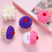 1 Pc Exquisite Cake Velvet Jewelry Box Shiny Crystal Ring Container Wedding Ring Boxes For Earrings Necklace Bracelet Display Gift Box Holder - Multicolor - View 5