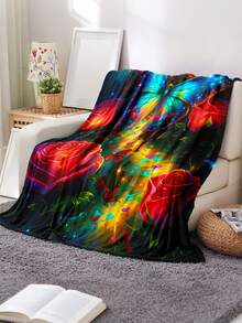 1pc Modern Style Soft & Comfortable Blanket, Minimalist Cool Design, Multi-Purpose Throw For Sofa, Bed And More, Outdoor Camping Leisure Blanket, Suitable For Home, Picnic, Travel, All-Season Comfort, 280gsm Polyester, Machine Washable - Multicolor - View 2