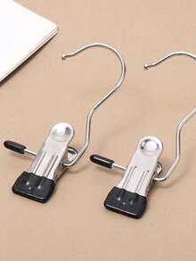 1pc Multi-Functional Stainless Steel Clothes Clips, Heavy-Duty Hanger Hooks, Non-Slip Clips, Suitable For Drying Pants And Skirts, Space-Saving, Ideal For Bedrooms, Closets, Dorms, And Laundry Rooms - Multicolor - View 14