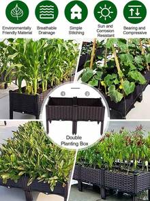 Elevated Garden Planter Box With Legs, Traditional Black Woven Plastic Container, Suitable For Outdoor Gardening, Can Grow Flowers, Vegetables And Herbs, Sturdy And Lightweight Elevated Garden Planting Tray, Multi-Functional Design - Multicolor - View 8