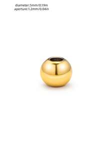 10pcs Minimalist Fashion Spacer Beads Necklace Bracelet Stainless Steel Round Beads - Gold - View 1