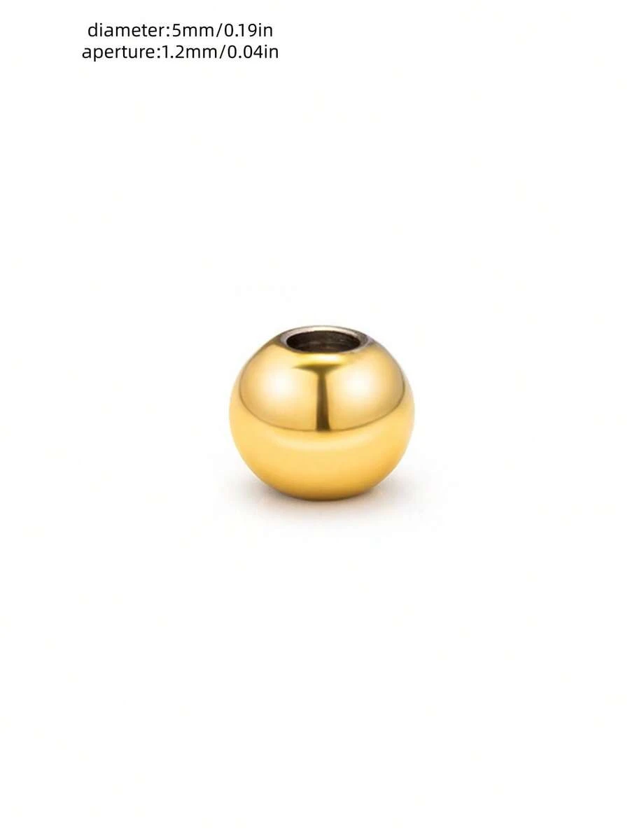 10pcs Minimalist Fashion Spacer Beads Necklace Bracelet Stainless Steel Round Beads - Gold - View 1