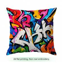 4pcs/1pc Colorful Street Graffiti Pattern Pillow Case Without Insert, Single-Sided Printed Pillow Case, Suitable For Living Room Bedroom Home Decor, All-Season Pillow Case - Multicolor - View 16