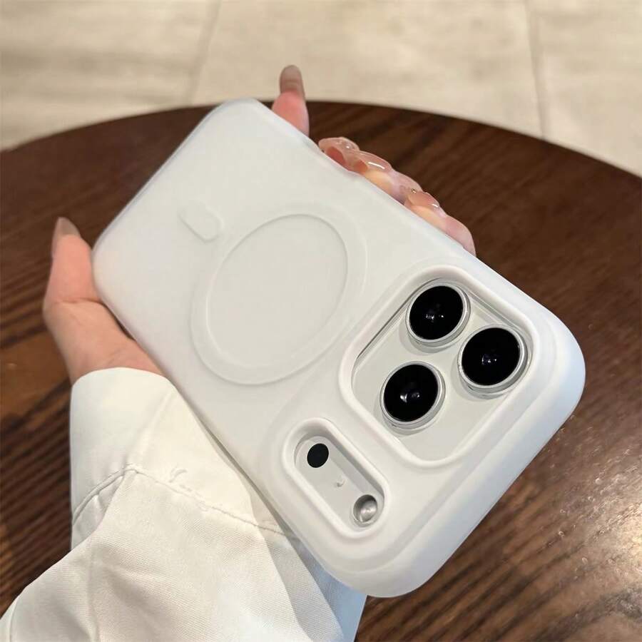 Luxury Matte Dopamine Jelly Magnetic Phone Case Compatible With IPhone 18 16 15 11 12 13 14 17 Pro Max Plus 17 AIR Shockproof Protective Magnetic Wireless Charging Phone Case - White - View 1