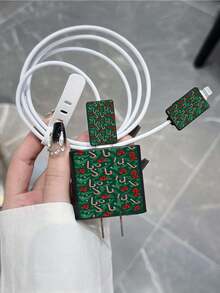 1 Set Christmas Candy Cane Pattern Allover Print Charging Protective Case - Compatible With IPhone 16 Pro/17 Pro 20W Charger And Charging Cable (Charger Not Included) - Multicolor - View 4