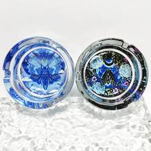 Creative Pattern Glass Ashtray, 3.34 Inch Round Ashtray, Fashionable Home Decor Ashtray, Holiday Gift For Friends - Colorful - View 5