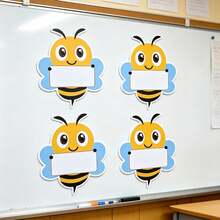 14pcs/Set Back To School Decorations, 12pcs Bee Paper Labels + 2pcs Durable Round Adhesive Stickers, Suitable For Classroom Bulletin Board, Locker, Desk Name Tag Decoration - Multicolor - View 14