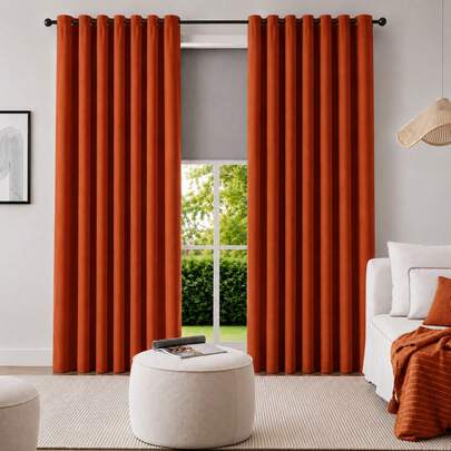 Blackout Curtains With Metal Rings 274 X 213 Blocks Out Light, With Color-Coordinated Thermal Insulating Lining, Reduces Noise, Perfect For Bedrooms, Living Rooms, Bathrooms, Kitchens...