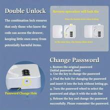 1PC Easy Install Self-Adhesive Fridge/Oven/Cabinet Safety Lock - No Drilling Required, Child Safety Design, Comes With Strong Residue-Free Sticker - White - View 5