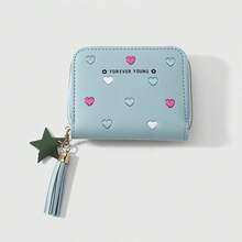 1pc Exquisite Fresh Personalized Multi-Color Asymmetrical Rhinestone Water Drop Heart Flower Star Rabbit Leather DIY Card Holder Wallet, Suitable For Girls And Best Friends Daily Wear, Holiday Gift - Multicolor - View 6