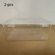 1pc Transparent Plastic Hair Accessory Storage Box With Hinged Lid, Dust-Proof Clear Organizer For Hair Ties, Hair Clips, Headbands And Small Jewelry - Multicolor - View 18