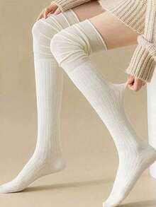 4 Pairs Women's Knee-High Socks - High Elasticity Thin Long Solid Color Polyester Yarn Tights, Suitable For All Seasons, Machine Washable, Perfect For Outdoor Casual Wear, Versatile Style With High Elasticity Material - Multicolor - View 18