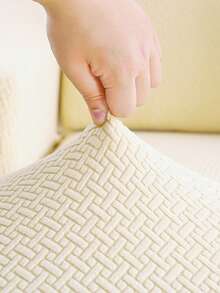 1PC Fleece Fabric Anti-Slip Elastic Decorative Sofa Cover, Jacquard Carved Leaf Design, Pet-Friendly Anti-Dirt Anti-Dust, Suitable For 1/2/3/4 Seater Sofa, All Seasons - Beige - View 8