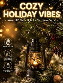 6pcs LED Flickering Flameless Pillar Candles With String Lights, Vintage Simulated Kerosene Lantern, Battery Operated Transparent Acrylic Tube, Warm Realistic Light For Christmas Winter Home Decor Fireplace Window Tabletop Party Decor Gift - 6PCS Decorative Lanterns - View 10