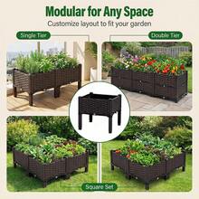 Elevated Garden Planter Box With Legs, Traditional Black Woven Plastic Container, Suitable For Outdoor Gardening, Can Grow Flowers, Vegetables And Herbs, Sturdy And Lightweight Elevated Garden Planting Tray, Multi-Functional Design - Multicolor - View 7