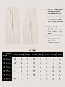 Women's Solid Color Casual Wide Leg Pants With Front Pocket Decor, Commuter Style For Back To School In Autumn - Apricot - View 6