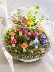 Artificial Moss + Mushroom Decor, Artificial Moss Micro Landscape, Lawn, Potted Plant Mushroom Root Decoration, Miniature Resin Sculpture, DIY Potted Plant Decoration Accessories Set - Multicolor - View 6