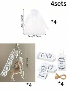 Deer-Shaped Keychain Pendant, Lace Pearl Bow Bag Charm, Korean Sweet Style Backpack Hanging Chain, Gift, Perfect Gift For Weddings, Birthday Parties And Christmas - Multicolor - View 11