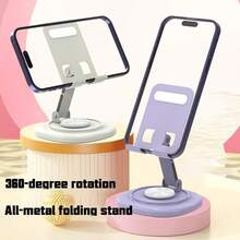 1pc 360° Rotating Phone & Tablet Stand, 4 Colors Available, Stable & Anti-Slip Design, Adjustable Angle, Portable Foldable Design, Metal Material, Simple & Practical, Suitable For Desktop, Office, Outdoor Camping, Movie Watching - Multicolor - View 6