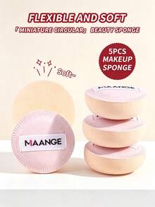 MAANGE 5/10pcs Professional Makeup Sponges, Dual-Use Dry & Wet, Portable Makeup Powder Puffs, Essential Travel Makeup Accessories, Suitable For Liquid Cosmetics, Makeup Tools For Home Or Outdoor Use, Gift For Girls. - Pink - View 2