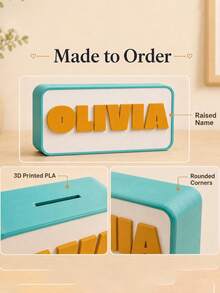 Personalized 3D Printed Name Piggy Bank, Custom Money Box, Nursery Decor,Christmas Gift - Multicolor - View 5