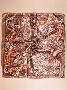 1pc Paisley Pattern Bohemian Polyester (Polyester) 90cm Satin Square Scarf, All Season Wear, Hair Band, Bag Decoration And Belt, Multi-Functional Fashion Accessory - Multicolor - View 7