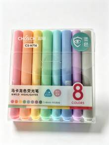 8/1pc Macaron Candy Color Oblique Tip Fluorescent Highlighter, Eye-Protection Soft Light Large Capacity Colorful Marker Pen, Highly Attractive Student Key Point Marking Stationery, Back To School Season Essential Marker Pen, Oblique Tip Wide And Narrow Dual Use For Note-Taking And Journaling, Back To School Stationery - Multicolor - View 7