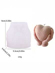 1pc Valentine's Day Heart-Shaped 3D Candle Resin Casting Mold, Holiday Atmosphere Hand-Held Heart Plaster Silicone Candle Mold, Handmade Soap Mold - A-White - View 2