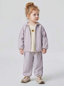 mini bala 2026 Autumn Winter Unisex Toddler Water Repellent Jacket Pants Set Cool Outdoor Style All‑Match Outfit - Smoky Silver - View 3