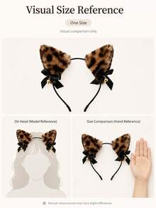1pc Leopard Print Halloween Fox Ears Cute Party Polyester (Polyester) Headband Animal Ears COS Headpiece Wearable All Season - Brown - View 4