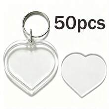 Transparent Heart-Shaped Acrylic Photo Frame Keychain, Large Head Sticker Photo Insert Key Ring, Blank Rectangular Double-Sided Photo DIY Pendant Frame - Transparent-heart Shape - View 11