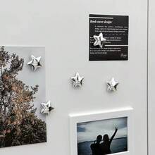 5/10 Pcs Silver Star Refrigerator Magnets, Acoustic Panel Magnetic Stickers, Kitchen Fridge Decor, Refrigerator Door Decoration, Photo Holder, Holiday Gift - Multicolor - View 3