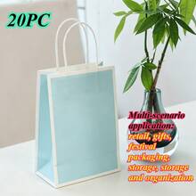 Halloween Christmas Gift 20/100pcs Small Kraft Paper Gift Bags With Handles, Kraft Paper Bags, Shopping Bags, Retail Bags, Gift Bags, Easy To Categorize, Convenient To Store, Suitable For Weddings, Party Gift Packaging - Vertical 15*8*21CM - View 20