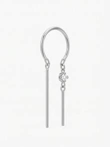 1pc 925 Sterling Silver Zirconia Wind Chime Double Pendant Hoop Earring - Cartilage Ring, Helix Ring, Nose Ring, Septum Ring, Seamless Snap Closure Earring, Mini Earring, Tragus Ring, Cartilage Ring, Helix Piercing Ring, Silver Seamless Cartilage Earring, Suitable For Men And Women Daily Wear - Wind Chime Earrings - View 11