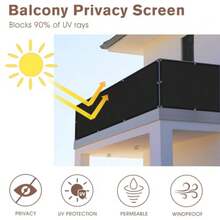 2'6'' X 2' Balcony Privacy Screen, HDPE Patio Railing Cover Fence - Black - View 3