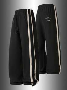 1pc Men's Spring/Autumn Soft Comfortable Breathable Straight Leg Running Jogging Fitness Casual Sports Long Pants Black - Black - View 11