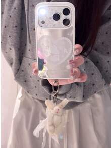 Sweet Girl Lace Heart Rabbit Phone Case Compatible With Apple 18 Pro Max 17 Women's 16 Pro New 17 Pro Max Protective Cover 16 Full Coverage Anti-Drop 15 With Pendant And Magnetic - Multicolor - View 3