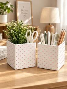 New Polka Dot Multi-Function Storage Organizer Box - Tableware Storage Box, Desktop Organizer (Suitable For Storing Tableware, Straws, Tea Bags, Pens, Remote Controls); Compact And Space-Saving, Suitable For Kitchen, Office, Living Room - Multicolor - View 7