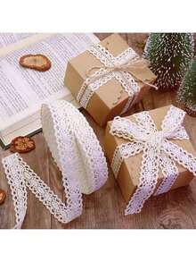 1pc 5.5 Inch Hollow Lace Trim Bow Ribbon, DIY Decorative Tape, Suitable For Flower Box, Hair Accessory, Fabric, Lingerie Sewing Accessories, Multi-Functional Hollow Lace Craft Tape, Suitable For Sewing Handmade Projects - A - View 4