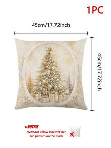 Christmas Table Runner, Throw Pillow, Placemat, Vintage Oval Frame Gold Christmas Tree Gift Box Snow Scene Print, Kitchen Dining Room Holiday Tabletop Decor - Multicolor - View 13