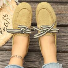 New Lace-Up Soft Sole Casual Spring/Autumn Suede Flat Shoes - Khaki - View 10